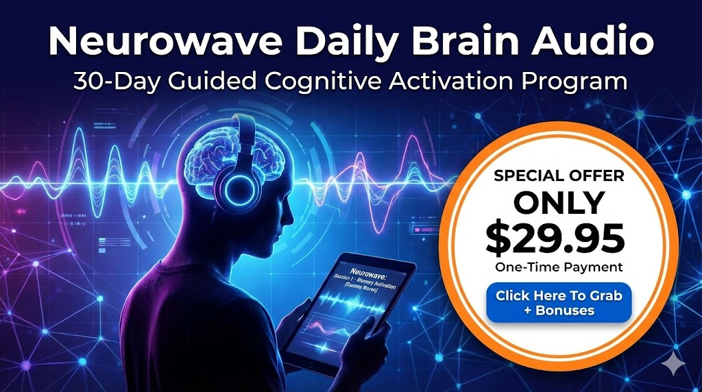 What is Neurowave Daily Brain Audio? Neurowave Daily Brain Audio is a 30-day guided cognitive activation program designed by Brad Müller and the team at Neurowave Labs. Unlike generic focus music playlists you might find on streaming platforms, this is a scientifically engineered protocol. It utilizes advanced brain audio technologies, including binaural beats and isochronic tones, to retrain your brain for peak performance. The core promise is simple yet powerful: by spending just 10 to 20 minutes a day listening to these brainwave audio sessions, you can naturally eliminate mental fatigue and sharpen your recall. It is not just a study aid; it is a comprehensive system designed to activate specific neural pathways associated with memory retention and deep concentration. Whether you are a student needing study music download options or a professional wanting to cure brain fog, this program positions itself as a natural, safe alternative to "smart drugs."