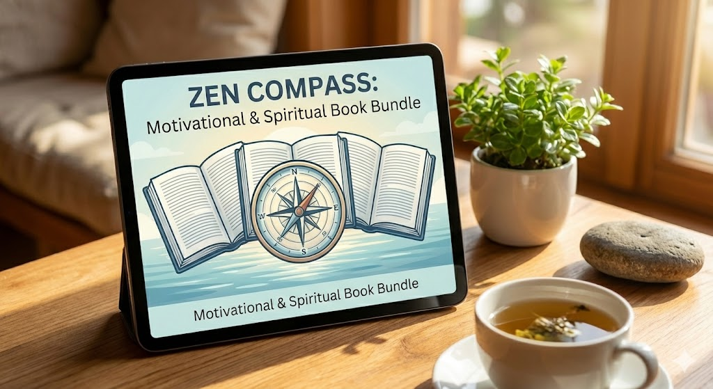 What is ZEN COMPASS: Motivational & Spiritual Book Bundle?
At its core, the ZEN COMPASS: Motivational & Spiritual Book Bundle is a sophisticated, digital wellness ecosystem. It is not merely a collection of PDF files that clutter your download folder; it is a cohesive Zen Compass system designed to guide users through a transformative arc. The creators have recognized that true growth requires more than just passive reading—it requires engagement, reflection, and immersion.
This bundle combines three powerful works into one seamless experience:
Wiz Diary: A tactical guide for mental clarity and focus, featuring 200 verses aimed at self-mastery.
Power of Paradise: A collection of 21 stories that serve as a catalyst for action, perfect for those needing a push from intention to reality.
Alleluya: A deeply spiritual component offering guided spiritual reading system for beginners and advanced believers alike, anchored in gospel reflection.
Together, these form a spiritual book collection that acts as a comprehensive Zen Compass for anxiety, a manual for discipline, and a sanctuary for the soul. It stands out in the crowded market of motivational books and Zen books by offering a multi-sensory approach to spiritual growth.
