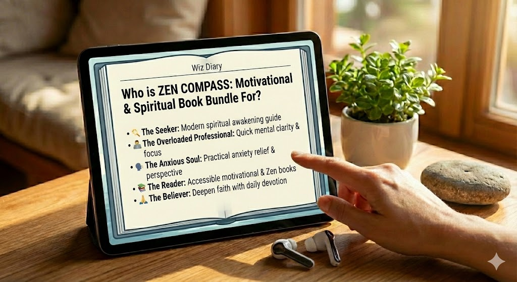 Who is ZEN COMPASS: Motivational & Spiritual Book Bundle For?
This product is not a one-size-fits-all solution, but it is perfect for a specific type of person.
The Seeker: You are looking for a spiritual awakening guide that feels modern yet grounded in timeless truth.
The Overloaded Professional: You need mental clarity and focus but don't have hours to meditate.
The Anxious Soul: You are looking for a practical Zen Compass for anxiety that offers immediate relief through perspective shifts.
The Reader: You love motivational books, meditation books, and Zen books but want them in a more accessible format.
The Believer: You want to deepen your faith with Alleluya, using it as a companion for daily devotion.
If you are tired of fragmented advice and want a unified system, the ZEN COMPASS: Motivational & Spiritual Book Bundle is for you.
